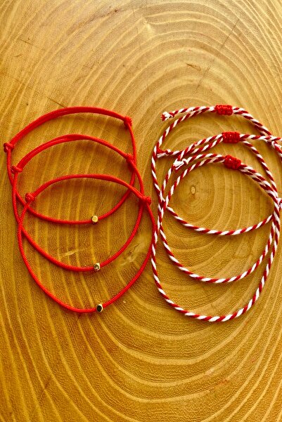 Shepidi 6 adet(2'li 3 takım) hediyelik  gold küp objeli  kırmızı ip marteniçk...