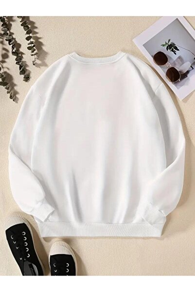 DEEFWEAR Stillex New Year Christmas Things με στάμπα λευκό Unisex Oversize φούτερ με λαιμόκοψη