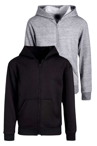 Uniquerrs Set de 2 hanorace unisex din bumbac cu glugă și fermoar pentru copii
