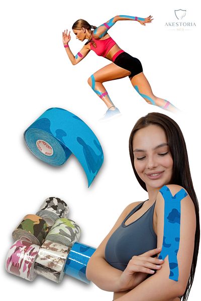 Akestoria Med Kinezyo Blue Camo Sports Tape - 5m X 5cm Kt-011