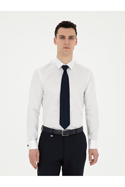 Pierre Cardin Λευκό εφαρμοστό Μακρυμάνικο Βασικό Πουκάμισο 50286103-VR013