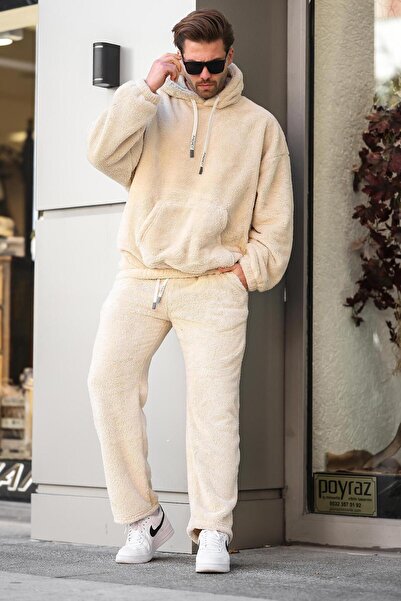 Madmext Bej Cep Detaylı Polar Erkek Eşofman Takımı E5961