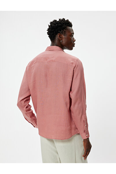 Koton Cămașă de in cu mânecă lungă - Guler și nasturi clasici