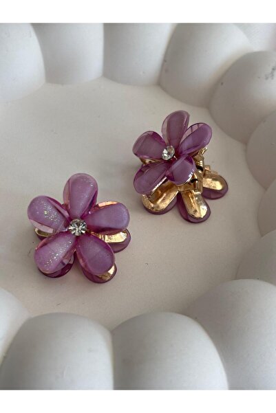 Genel Markalar Mor Renk Lotus Küçük Mandal Toka Set 2'li