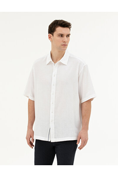 Pierre Cardin Beyaz Oversize Kısa Kollu Gömlek 50285530-VR013