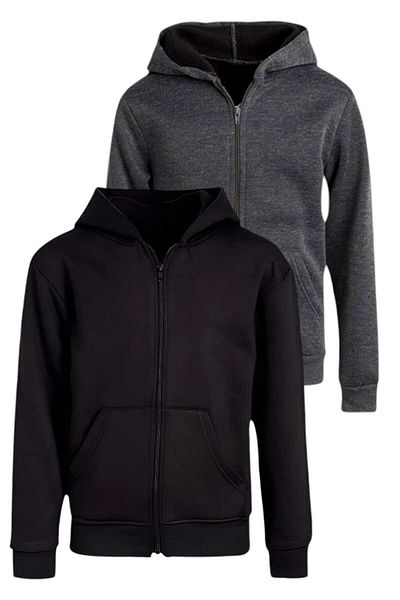 Uniquerrs Set de 2 hanorace unisex din bumbac cu glugă și fermoar pentru copii