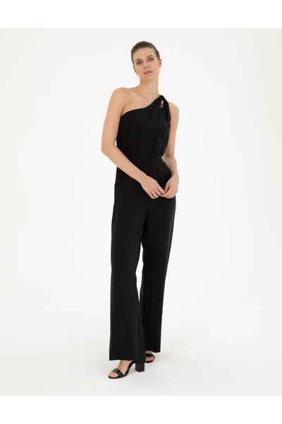 Pierre Cardin Black One Shoulder Woven Jumpsuit 50285427-Vr046