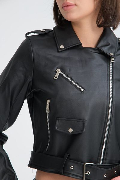 İLKCET MODA Дамско кожено яке с колан Slim Fit