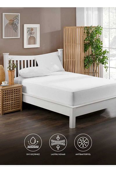 AYHOME نتائج البحث ملاءة مطاطية من القطن الممشط باللون الأبيض ملاءة مطاطية مزدوجة مقاس 160 × 200 سم