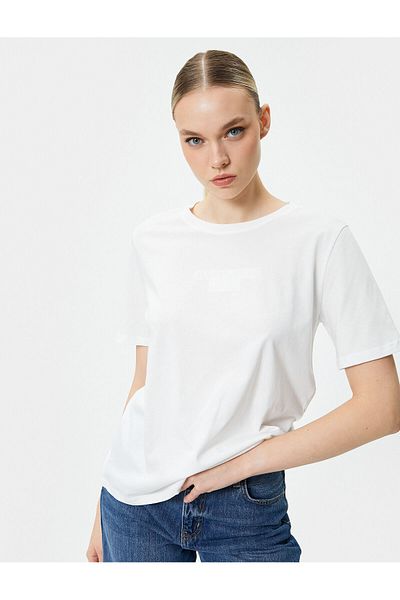 Koton T-shirt με λαιμόκοψη βαμβακερό κοντό μανίκι