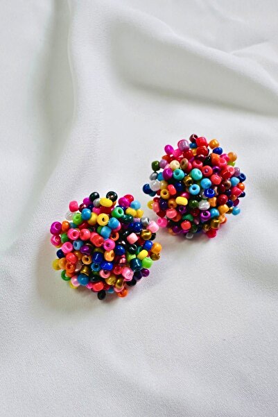 PETEK AKSESUAR Cercei buton cu design cu mărgele lucrați manual