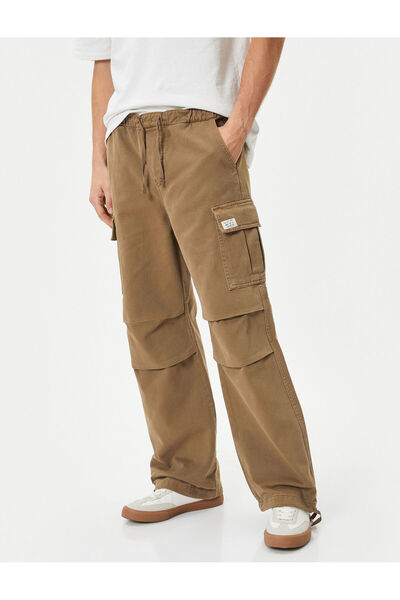 Koton Parachute Pants with Cargo Pocket, Lace-up Waist and Stopper