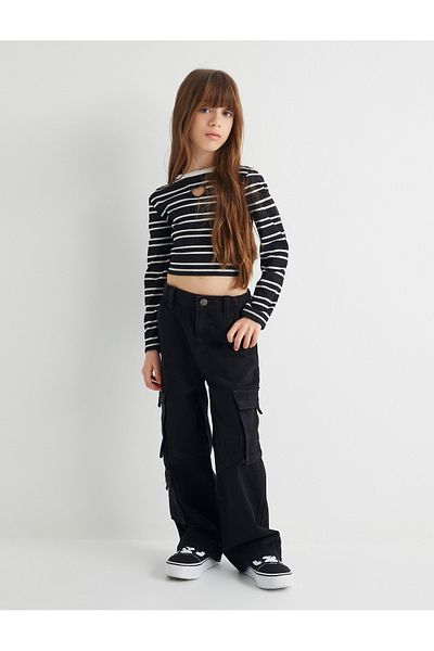 Koton Cargo Jeans Wide Leg Relaxed Cut Cotton