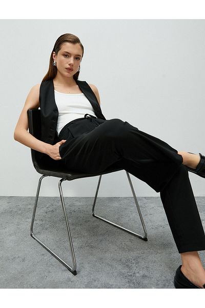Koton Carrot Trousers with Lace Waist and Pocket Detail