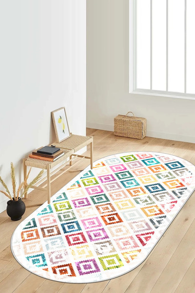 Thalia Home Kaymaz Tabanlı Yıkanabilir Baskılı Yolluk Halı Koridor Halısı