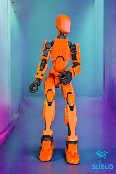 Suelo Butik Titan 13 Robot Dummy Turuncu Siyah Tüm Eklemleri Hareketli Aksiyon Figürü T13 Figür Oyuncak
