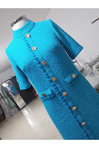 ÖZEL DİKİM Tül detaylı tüvit elbise