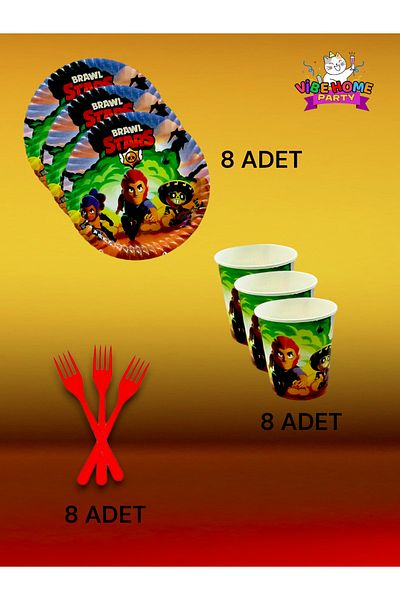 VibeHome 8-Person Brawlstars Themed Super Eco Set - for Birthday Party and Fun Events