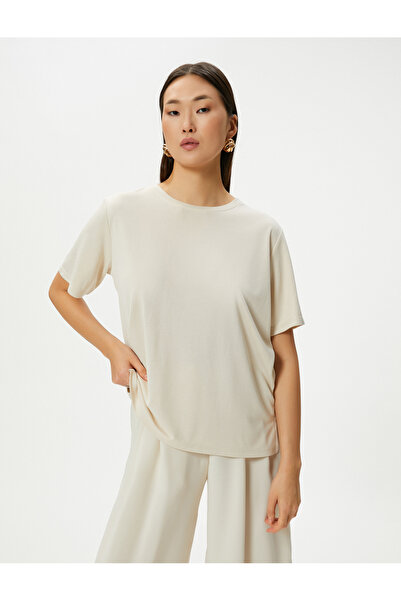 Koton Kurzärmliges Basic-T-Shirt aus Modal-Mischgewebe mit Rundhalsausschnitt