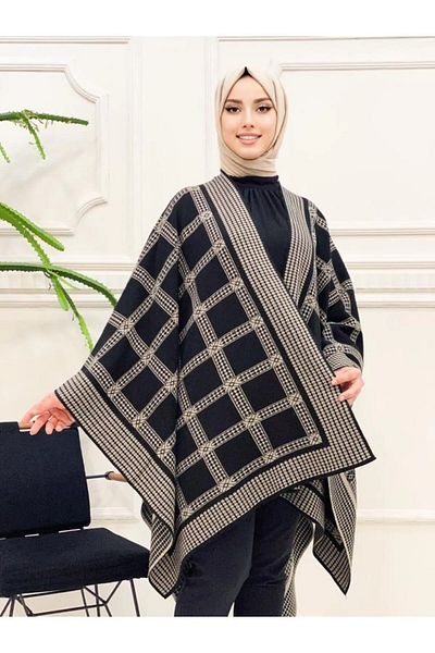 sportiness Double-Sided Usable Knitwear Shawl Poncho