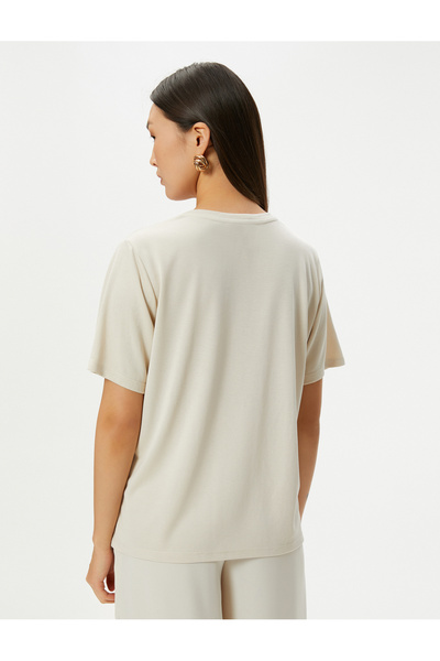 Koton Kurzärmliges Basic-T-Shirt aus Modal-Mischgewebe mit Rundhalsausschnitt