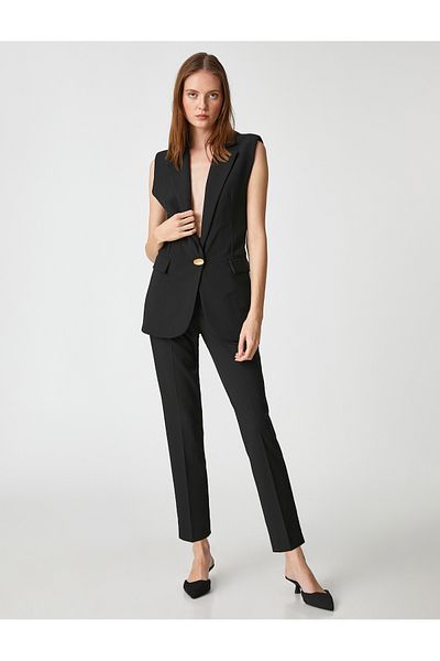 Koton Cigarette Trousers Slim Leg Pocket High Waist