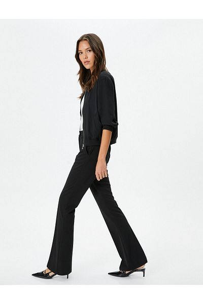 Koton Spanish Leg Trousers Fabric Pocket Regular Waist Slim Fit