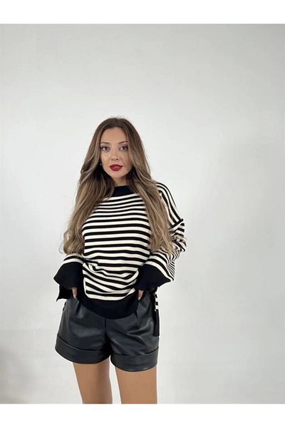 Lukas Pulover casual cu dungi marca Dalınç 3344-NEGRU-CREM