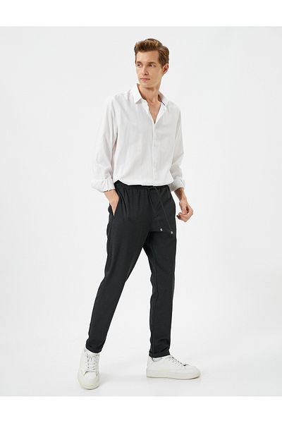 Koton Szövet nadrág Slim Fit csipke derék keskeny láb zseb