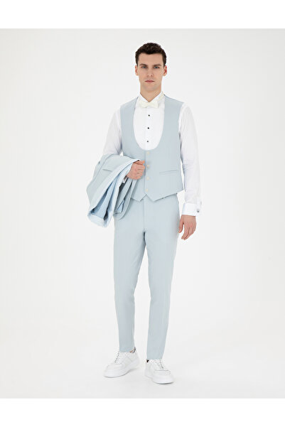 Pierre Cardin Açık Mavi Ex. Slim Fit Yelekli Smokin 50288078-VR003