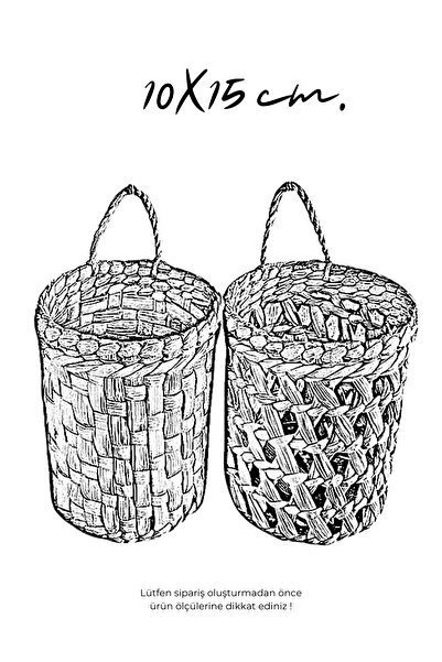 HAKİCİ HOME Dekoratif Çok Amaçlı 2’li Doğal El Yapımı Hasır Saksı Sepet 10X15CM