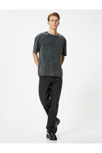 Koton Oversize T-Shirt Washable Crew Neck Short Sleeve
