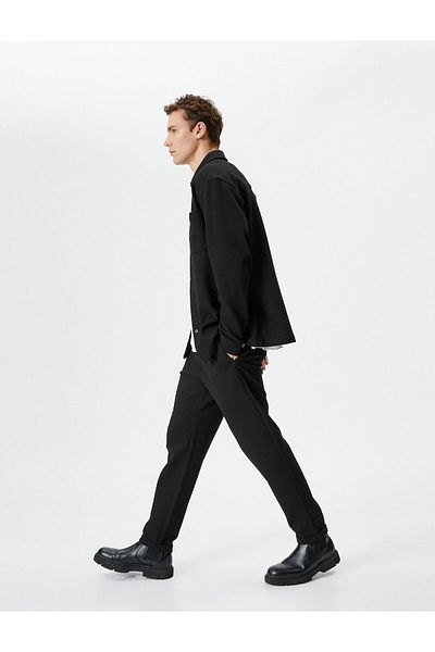Koton Klassische Hose mit Spitzenbund, schmaler Passform und Taschendetail
