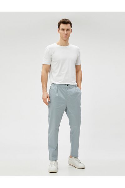 Koton Chino Pants - Elastic Waist, Tapered Fit, Pocket Detail