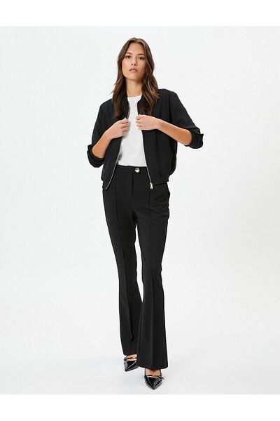 Koton Spanish Leg Trousers Fabric Pocket Regular Waist Slim Fit