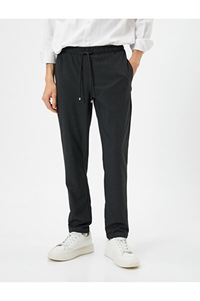 Koton Fabric Trousers Slim Fit Lace Waist Narrow Leg Pocket