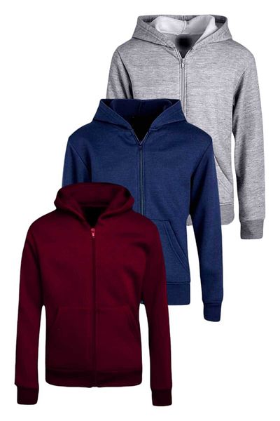 Uniquerrs Set de 3 hanorace unisex din bumbac cu glugă și fermoar pentru copii