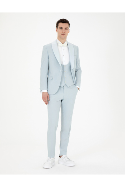 Pierre Cardin Açık Mavi Ex. Slim Fit Yelekli Smokin 50288078-VR003
