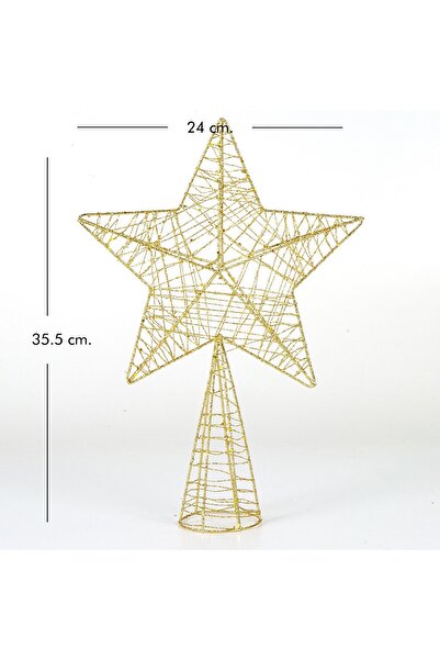 QUEEN AKSESUAR Πολυτελές στολίδι από πεύκο μεγάλου μεγέθους 25 εκατοστών, μεταλλικό χρυσό, ασημί αστέρι, στολίδι