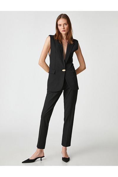 Koton Cigarette Trousers Slim Leg Pocket High Waist