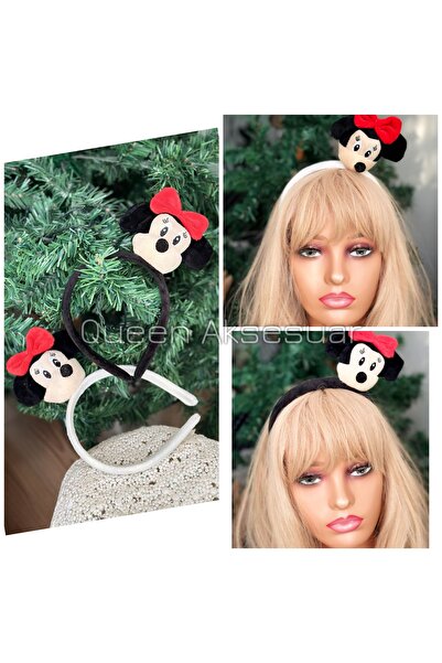 QUEEN AKSESUAR Coroană de catifea cu jucărie 3D, mini șoricel Minnie Mouse, d...