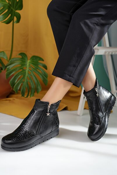 aka prestij ayakkabı comfort Hakiki Deri Full Ortapedik Özel Tabanlı Termo Kavuçuk Suya Soğuğa Dayanıklı Anne Botu