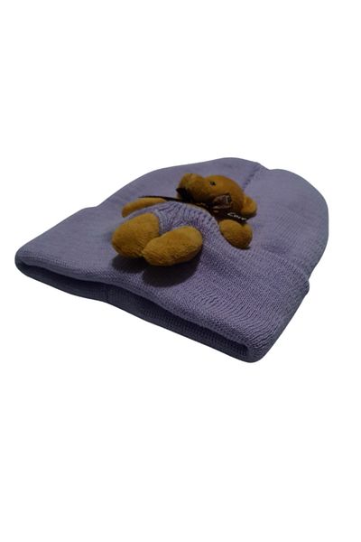 kamp dükkanı Children's Beanie with Plush Teddy Bear Figure
