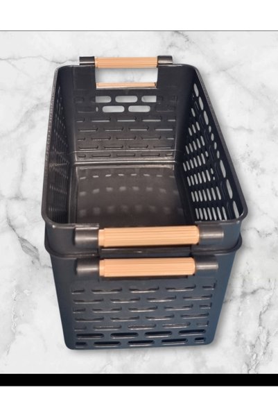 NEWSTORE HOME 2 Pieces Black Plastic Organizer Basket - Inner Cabinet and Drawer Organizer