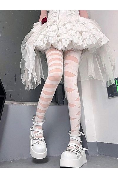 VEGAROKS Cosplay Mummy Bandage Look Imported White Pantyhose
