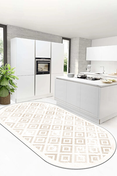 Halise Home Kaymaz Tabanlı Yıkanabilir Baskılı Yolluk Halı Koridor Halısı