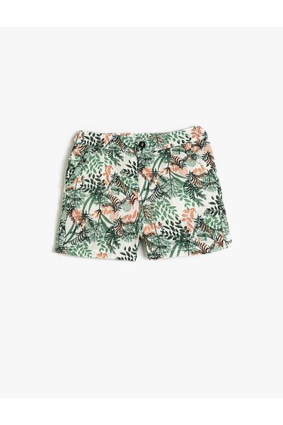 Koton Shorts Floral Printed Pockets Cotton Adjustable Elastic Waist