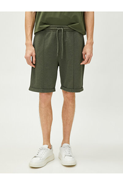 Koton Δαντελένιο σορτς μέσης με λεπτομέρεια ραψίματος Layered Leg Slim Cut