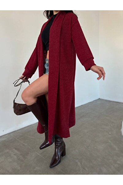 Panku Bizu Design Store Valeria Bordo Uzun Maxi Boy Hırka