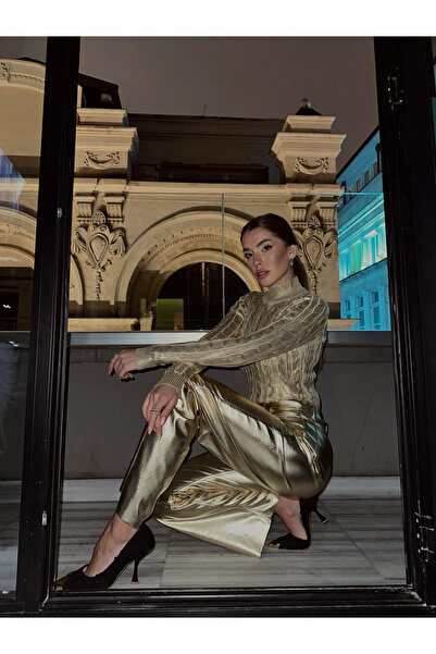 Panku Bizu Design Store Discolica Gold Palazzo Metalik Pantolon